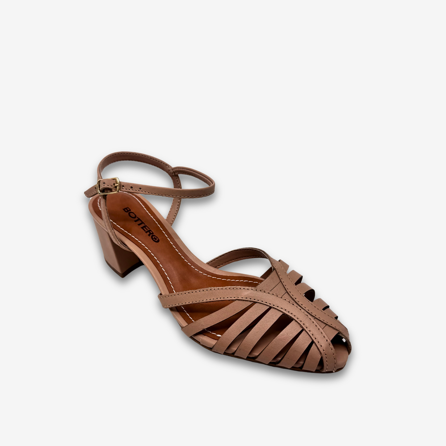 حذاء بوتيرو برازيلي من الجلد الطبيعي بكعب منخفض