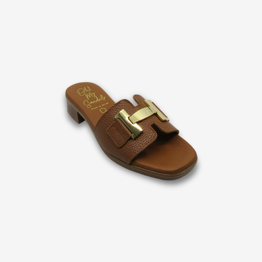 OH MY SANDAL نسائي من الجلد بكعب منخفض