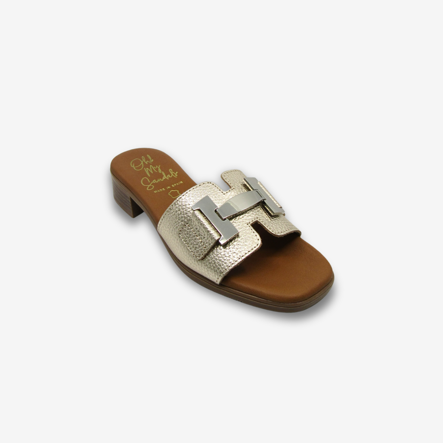 OH MY SANDAL نسائي من الجلد بكعب منخفض