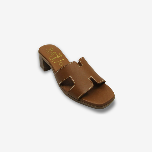 OH MY SANDAL نعال نسائي جلدي بكعب متوسط