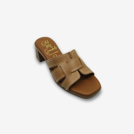 OH MY SANDAL نعال نسائي جلدي بكعب متوسط