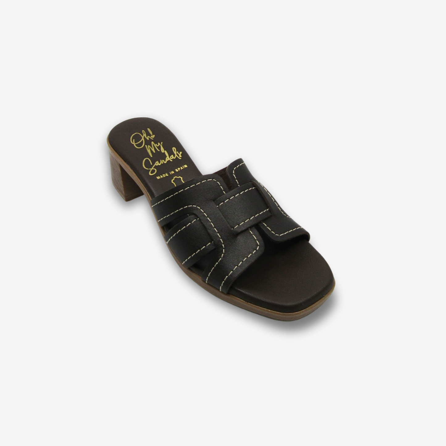 OH MY SANDAL نعال نسائي جلدي بكعب متوسط