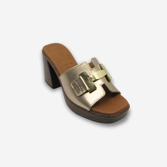 OH MY SANDAL نعال نسائي جلدي بكعب متوسط