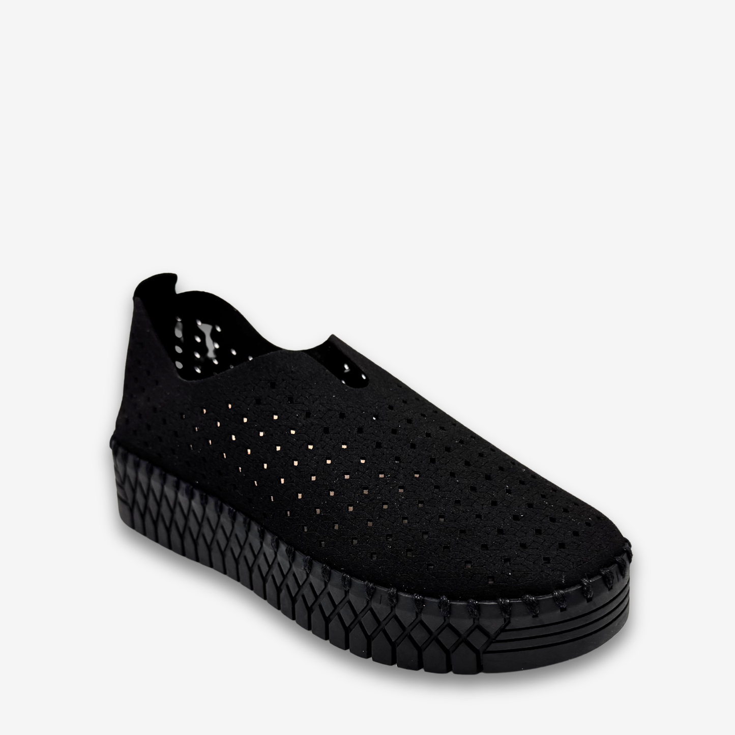 Black slip-on sneaker with perforated design Comforto Shoes